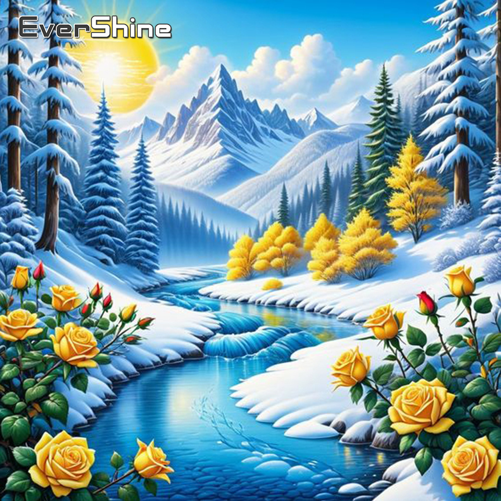 Photo Mosaic Print - Evershine rivier diamant schilderij landschap nieuwe