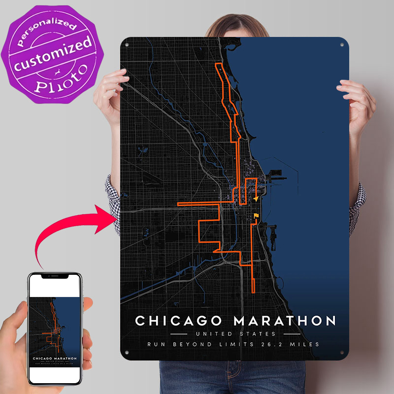 Custom Map Poster - Chicago Marathon Route Map 3D Texture