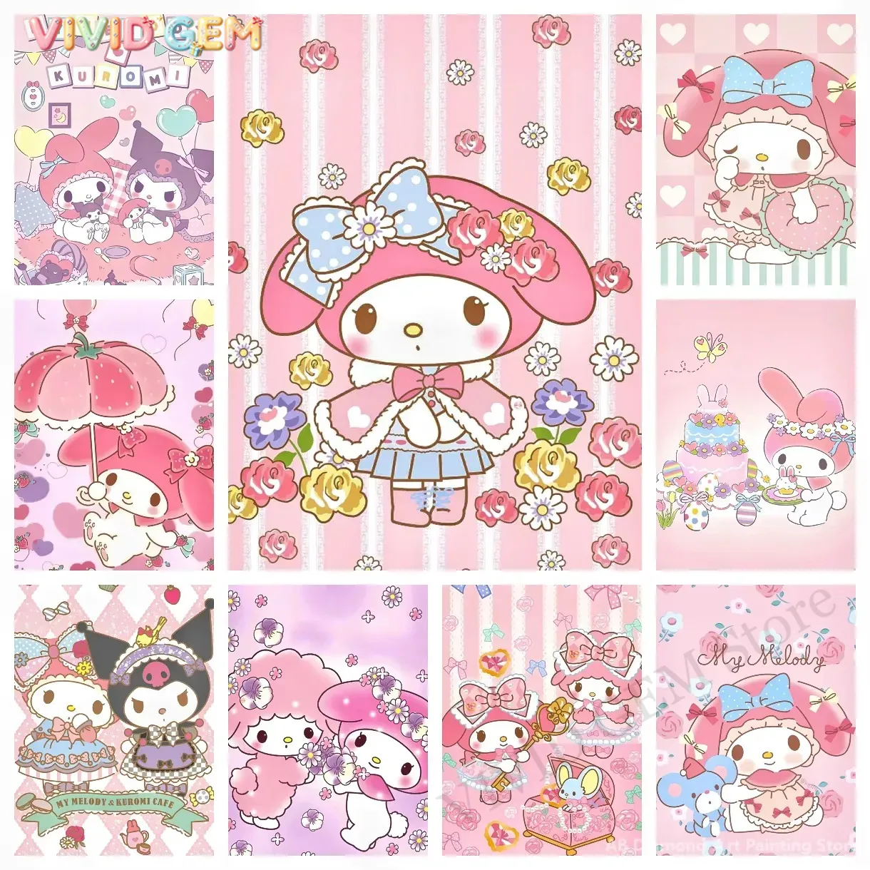 Photo Mosaic Print - Diamond Painting My Melody Sanrio Diamantmozaïek